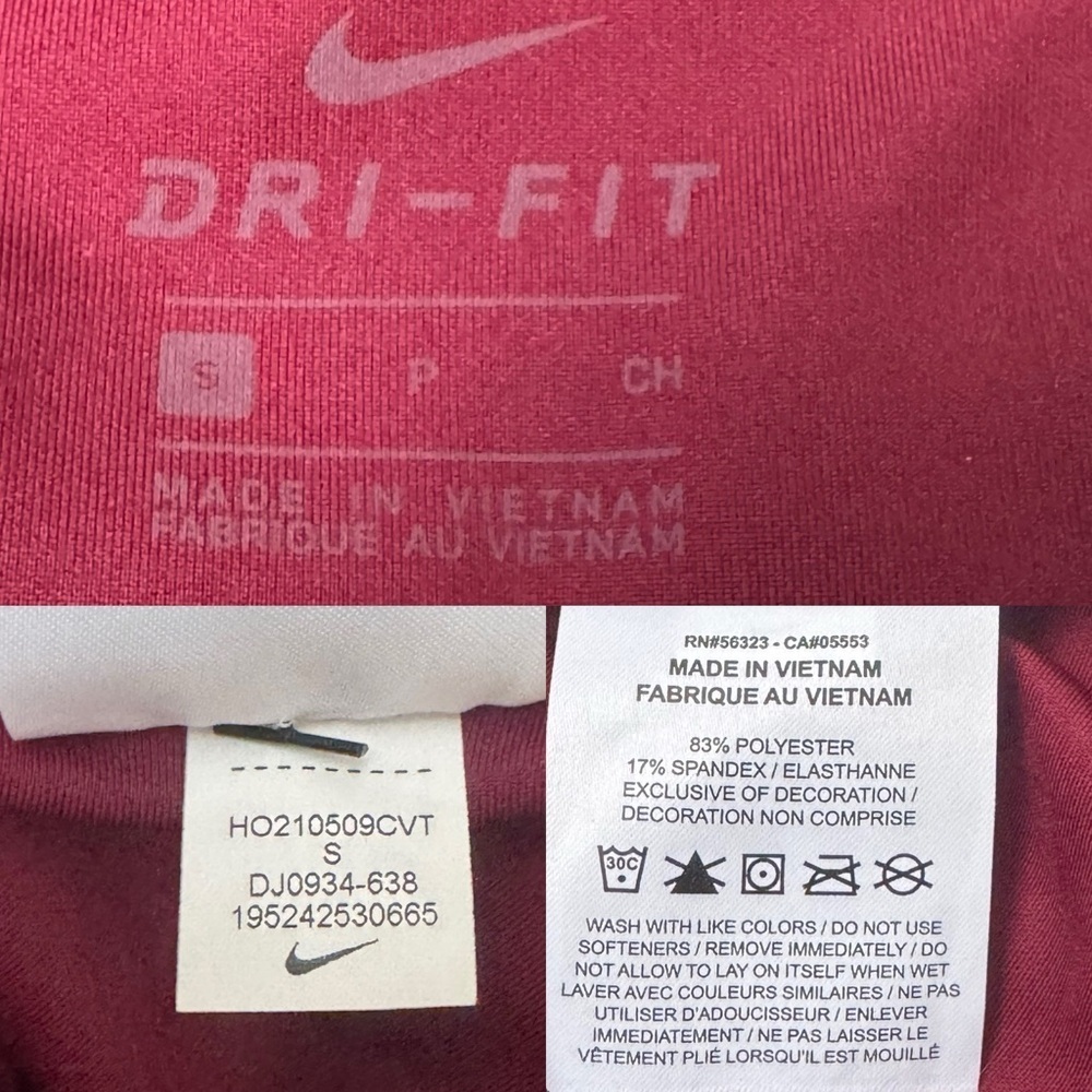 NWT Nike Tight Fit Mid Rise 7/8 Length Burgundy Berry Small - Picture 8 of 9